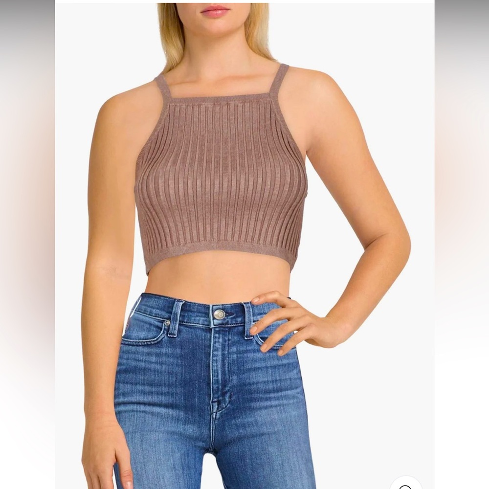 NWOT Anthropologie Maronie ribbed crop top brown(Mocha) Size L